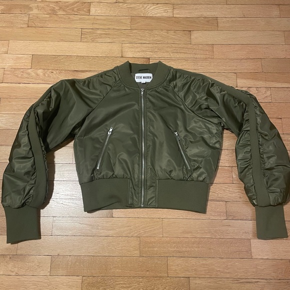 Steve Madden Eva Olive Bomber Jacket Women’s M - Picture 10 of 11